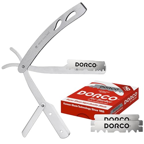 The Shave Factory Straight Edge Razor Kit - with Single Stainless Steel razors (Stell + Dorco Red)