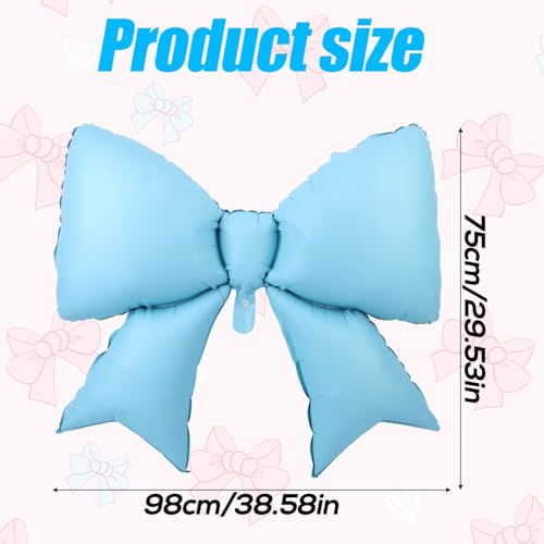 Image of 2pcs Large Bow Balloons, Bow Themed Party Decorations Elegant Coquette Balloons for Coquette Birthday Wedding Engagement Party Decoration (blue)