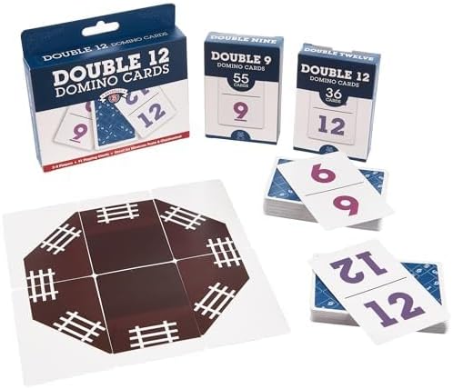 BBG Deluxe Double 12 Dominos Playing Cards with Numbers - 91 Cards Travel Set!