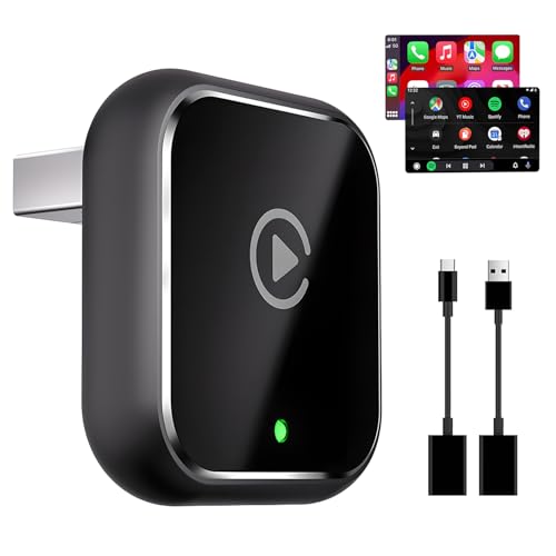 Mynoveex 2025 Upgrade 2 in 1 Wired auf Wireless Adapter for Apple CarPlay/Android Auto, Plug & Play, Automatische Wiederverbindung, Mini & Stabiler T-Design für 927+ Cars(Excludes BMW& Tesla) - Grau