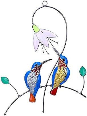 Multicolor Birds on Tree Branch Sun Catchers Bird Suncatcher Window Hangings for Windows Doors Room Home Decoration Hummingbird Ornament Gifts for Bird Lovers (1 bird A)