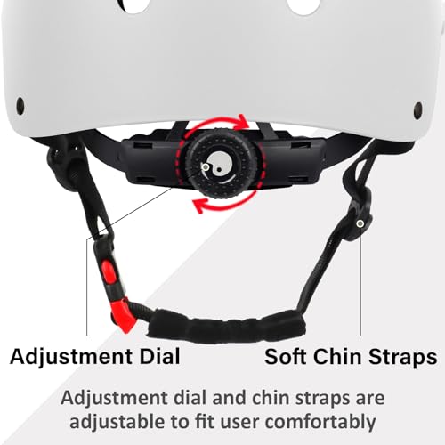 Image of Adult Skateboard Bike Helmet for Men and Women, Lightweight Adjustable, Multi-Sport for Bicycle Skate Scooter (White, Large)