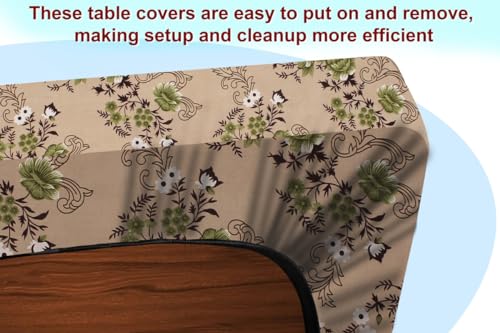 Image of The Furnishing Tree Elastic Rectangular Center Tpoy Table Cover WxL 12x60 in Inches Polyester Floral Pattern Beige