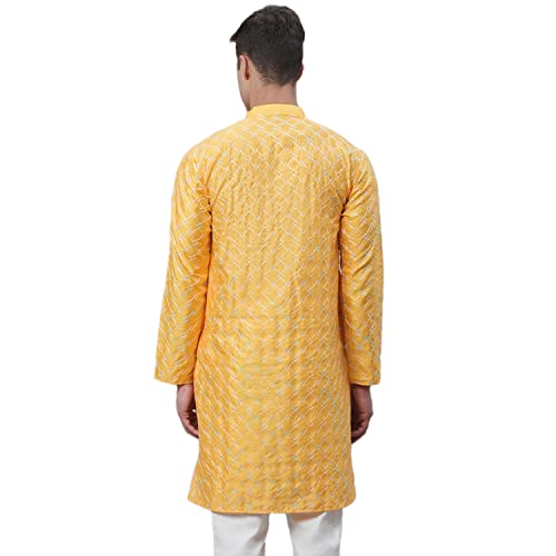 Sojanya (Since 1958 Men'S Silk Blend Navy Blue Kurta With Multi Color Embroidery4