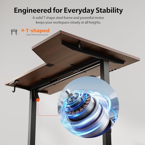 Image of Agilestic Electric Standing Desk, Height Adjustable Desk, 63 x 35 Inch Sit Stand up for Work Office Home, L Shaped Ergonomic Rising Computer Table with Memory Preset, Dark Walnut
