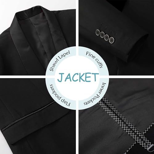 Tuxedos Suit for Men Slim Fit One-Button Suit with Shawl Lapel 4 Piece Suits Jacket Vest Pants Party Prom Set with Bow Tie3