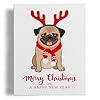 Vnwek christmas canvas wall artmerry christmas pug dog with antlers xmas poster wall decor for living room bathroom framed 11x14pug gifts for pug lovers  urban country home decor