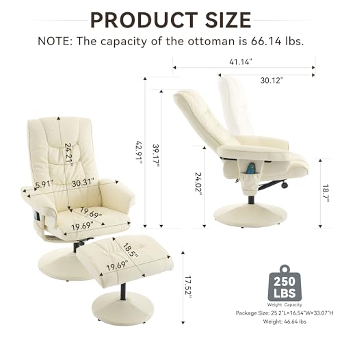 Sillón reclinable blanco con ottoman cómodo miniatura 2