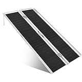 ORFORD Non Skid Wheelchair Ramp 5FT, Suitcase Threshold Ramp with an Applied Slip-Resistant Surface, Portable Aluminum Foldable Mobility Scooter Ramp, for Home, Steps, Stairs, Doorways, Curbs