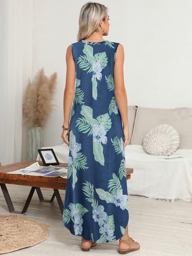 Image of BELAROI Womens Plus Size Maxi Dress Sundress Summer Casual Sleeveless V Neck Pockets Beach Swimsuit Coverup Loose