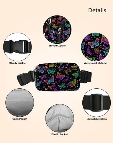 Image of Butterfly Fanny Pack Lightweight Belt Bag Fashion Waist Pouch | Waterproof, crossbody bags for women, sports, running, traveling, hiking