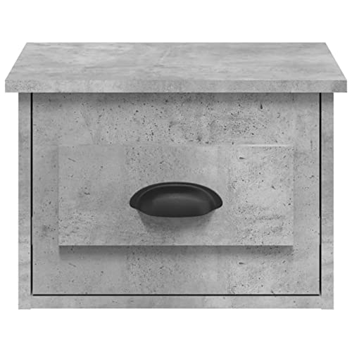 Table de chevet murale grise en béton avec tiroir de rangement suspendu
