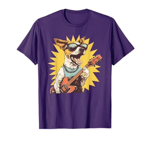 Jack Russell Terrier Playing Guitar Rock Star Dog Rocker Tee T-Shirt
