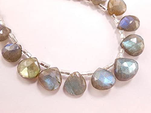 Blue flash beads labradorite naturelle LKBEADS, perles coeurs facettés pour création bijoux
