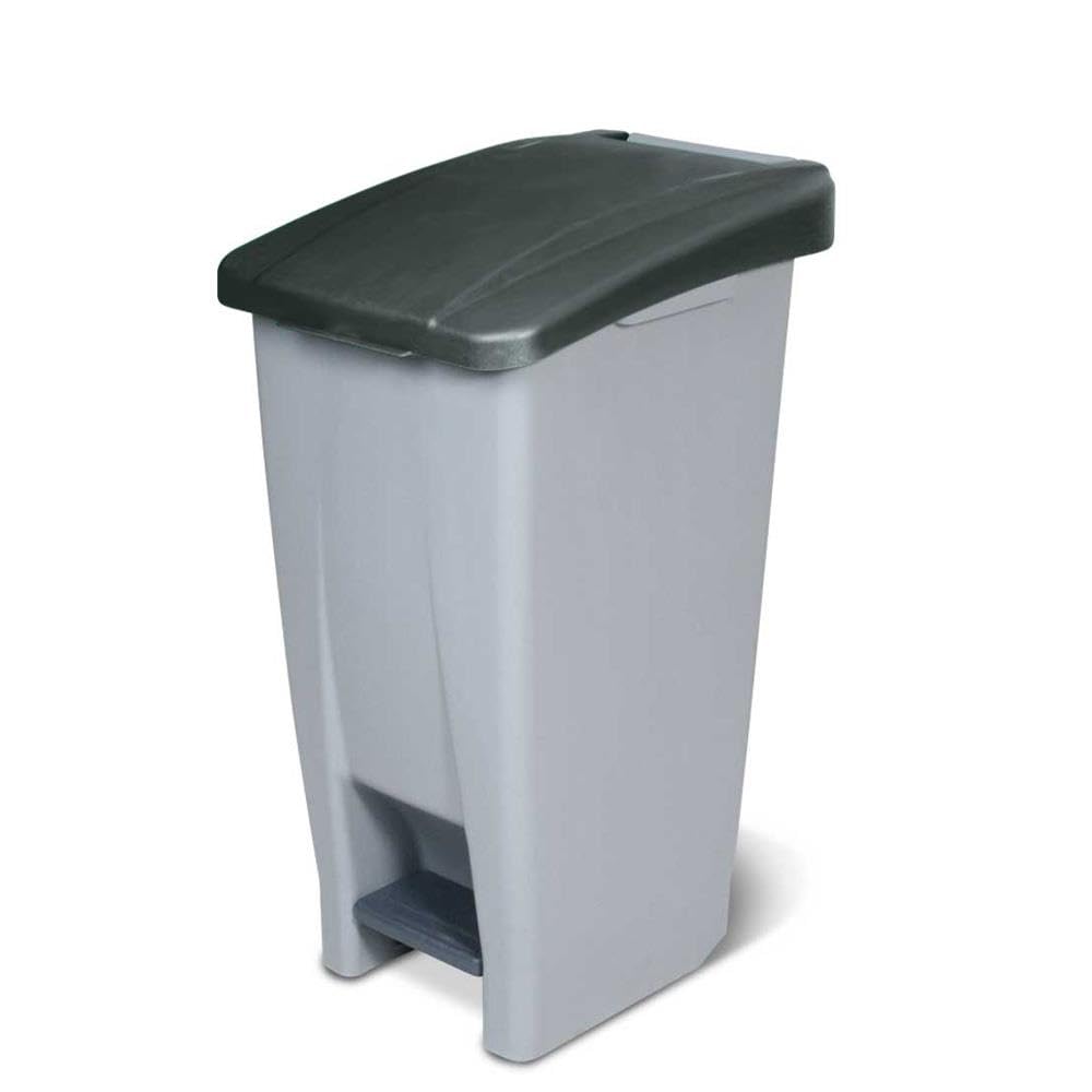 BRB Tretabfalleimer mit Rollen, Inhalt 60 Liter, HxBxT 700x380x490 mm (grau/schwarz)