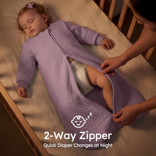 Image of Yoofoss Baby Sleep Sack 18-24 Months 1.0 Tog Long Sleeve Organic Cotton | Wearable Blanket for Toddlers 2-Way Zipper Quilted Sleeping Sacks(X-Large)