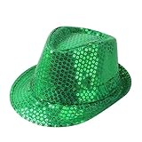 Generisch Glitzernder Pailletten-Zylinderhut für Kinderaufführungen Tanzpartys Bühnenshows (Green, One Size)