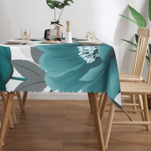 Nappe décorative réutilisable au design floral bleu sarcelle haut de gamme - 4