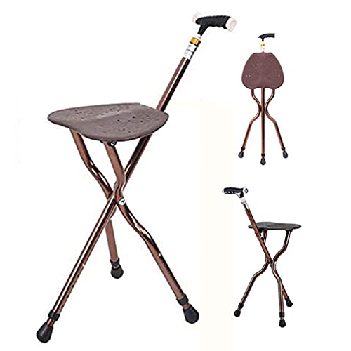 Bâton canne marche robuste pour hommes, avec siège pliant Cannes réglables d'une capacité de 400 lb avec sièges pour chaises de siège de tabouret de canne en alliage d'aluminium épais lourd