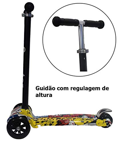 Patinete Infantil Masculino Feminino Rosa Preto Cinza Regulável Original Zoop Toys Scooter Resistent