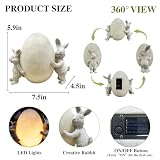 LFLKPY Solar Bunny Garden Statue with LED Light – Cute Solar Garden Decor Outdoor Rabbit Statue for Patio Yard Backyard Lawn, Bunny Decor Garden Statues, Easter Rabbit Gifts-Egg