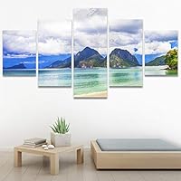 SIGNWIN 5 Panel Canvas Wall Art Modern Art Beach Coastal Multicolor Photography Relax/Calm Tropical for Home Decorations Ready to Hang - 60