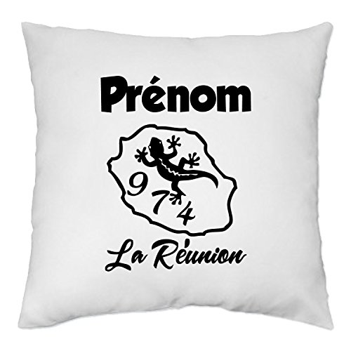 YONACREA - Coussin 40x40cm - Ile de la Réunion - Personnalisable avec Le prénom de Votre Choix (avec Garnissage)
