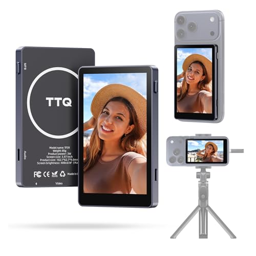Image of TTQ 4K 60fps Vlog Selfie Monitor Screen, Magnetic Phone Vlog Selfie Monitor | Back Camera Monitor Screen, Bluetooth Remote, Vlogging, TikTok, Live Stream, Compatible with iPhone Android, Midnight Blue