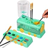 Foyucool Pinselreiniger Set im Zug-Design mit 10 Pinseln und Palette, Automatischer Brush Cleaner mit Wasserkreislauf, Pinselreiniger Acrylfarbe, Paint Brush Cleaner, Pinsel Reiniger (Green)