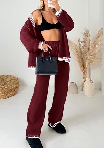 PRETTYGARDEN Lounge Sets for Women Fall 2025 Loungewear 2 Piece Outfits Cardigan Sweaters Track Suit Matching Winter Clothing