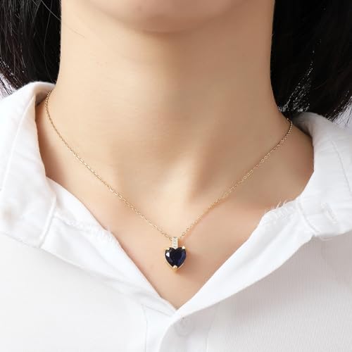 Heart Birthstone Necklace for Women, 14K Gold Plated Birthstone Pendant Necklace Cubic Zirconia Diamond Necklace Dainty Gold Necklace Birthday Gifts for Women Girls2