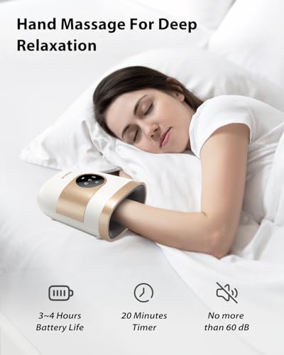 Image of CINCOM Upgraded Hand Massager - Cordless & Portable Hand Massager with Heat & Compression for Arthritis and Carpal Tunnel Relief from Wrist to Palm and Finger (Pearl White)