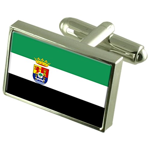 Gemelos de Bandera de Extremadura con Bolsa de Acabado Esmaltado Premium