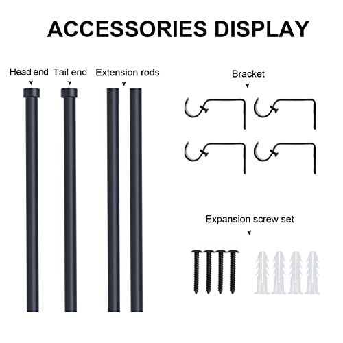 Olv Black Curtain Rods For Window 48-84 Inch, Adjustable Single Window Rods With End Cap Design Finials,1 Inch Diameter,Matte Black,Set Of 2 #TOP7