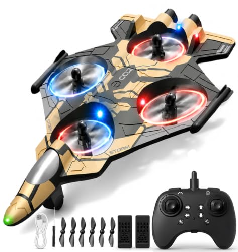RC Fighter Jet Drone for Kids Adults,Plane with LED Lights&2 Batteries