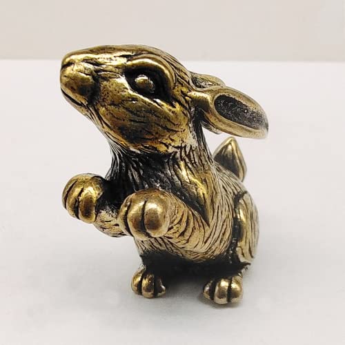 Brass Zodiac Rabbit Miniature Figurines,Cute Bunny Statue Crafts Collection Desktop Small Ornament Home Sand Table Decor Accessories Study Paperweight #TOP2