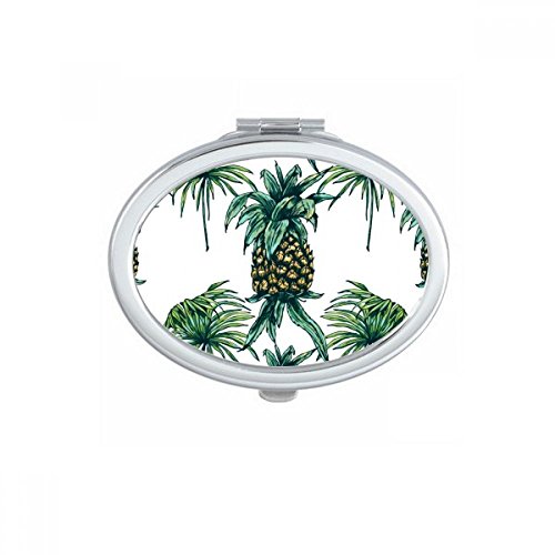 Miroir de poche ovale vert avec illustration oiseau fruit DIYthinker