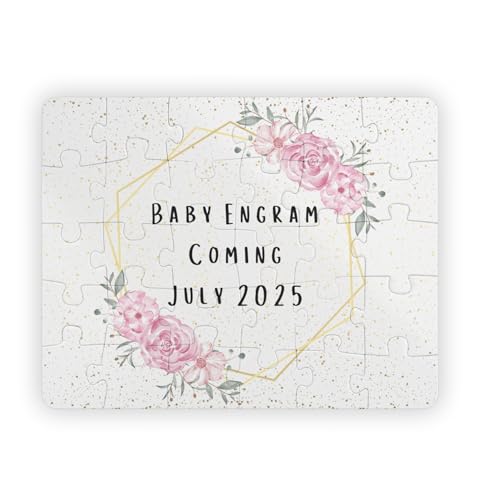 Hiding Place Boutique, Handmade Coming Soon We're Expecting Personalized Name Pregnancy Announcement Puzzle Piece Jigsaw Balloon Announcement Child Reveal Gift Birthday Game Keepsake Floral