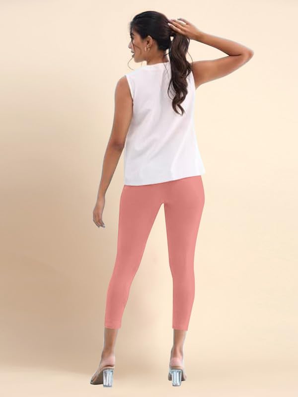Image of TRENDMALLS Women's Microfiber Elastane Stretch Soft Cropped Leggings with Ultrasoft Waistband for Women