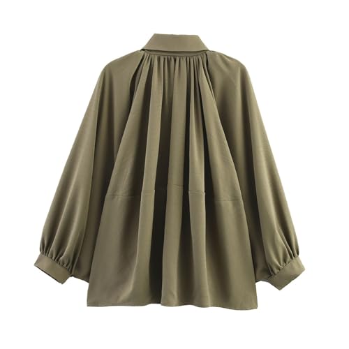 Womens Bomber Jacket Casual Batwing Sleeve Lapel Collar Zip Shirts Oversized Bubble Hem Jackets3