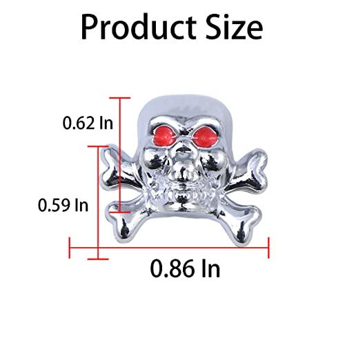 Skull Tire Valve Stem Caps, 8 Pack Car Stem Covers, Anti-Rust Copper Core Air Cap Cover For Auto Tire, Wheel Dust Covers Accessories, Universal For Trucks Motorcycles Bikes (Silver) #TOP1