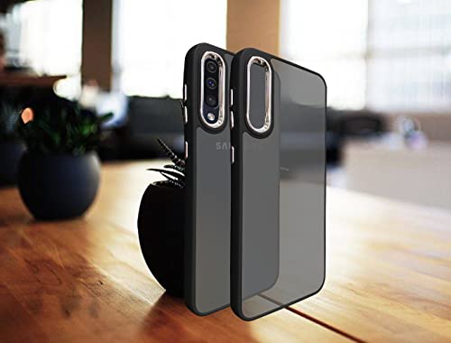 Image of A rtistque Frosted Translucent Back Cover Case for Samsung Galaxy A70 | Electroplated Chrome Ring | Raised Camera Edges for Protection | Smooth Sides TPU - Black