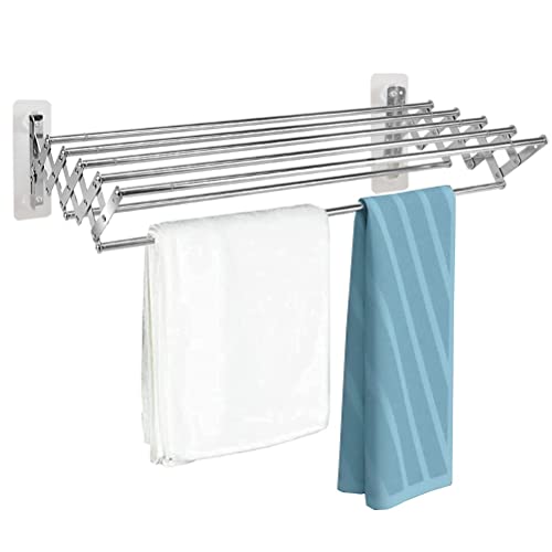 CHICTI Tendedero Extensible Diseño Compacto For Secar Ropa En El Lavadero Compacto Acero con Recubrimiento Plástico Anticorrosivo Cover