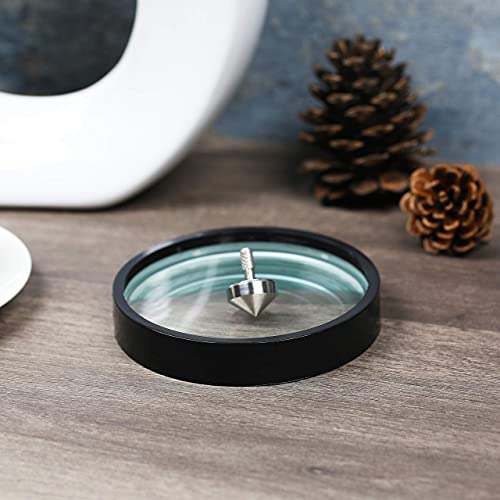 Image of Joytech 4.13'' (105mm) Diameter Spinning Top Base Crystal Glass Concave Mirror, Great High End Transparent Surface Double Concave Top Accessory DZ06