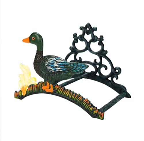 Soporte de manguera de pared, estante decorativo de metal resistente para organizar mangueras de jardín al aire libre