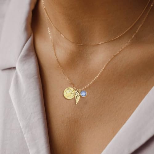 Miscarriage Gifts for Mothers Pregnancy Loss Guardian Angel Pendant Necklace for Women Birth Stone Remember Me Bereavement Gift3