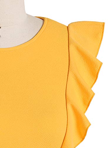 Image of YATHON Women's Vintage Ruffle Sleeve Floral A Line Cocktail Party Dresses