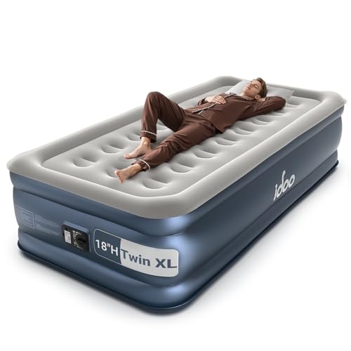 iDOO Twin XL Air Mattress Built in Pump, Upgraded Inflatable Blow up Mattress, 2-Min Twin Size Air Mattress for Home Guest, 80'' Extra Long Air Bed with Carry Bag, Colchon Inflable