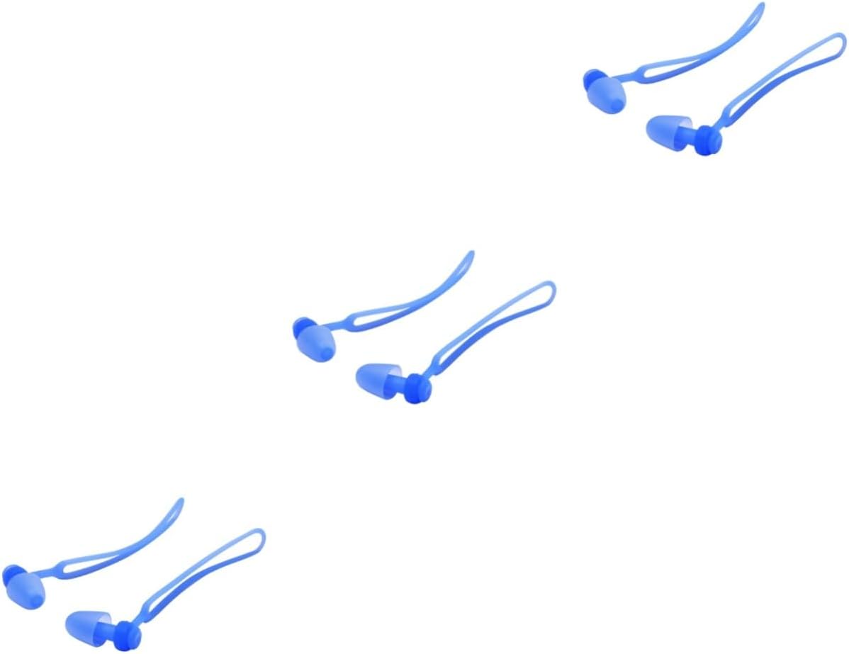 TOYANDONA 3pairs Ear Plugs for Swimming Ergonomic Design with Rope Comfortable Fit for Adults Boy Girl Water Protection for Diving Water Sports Blue