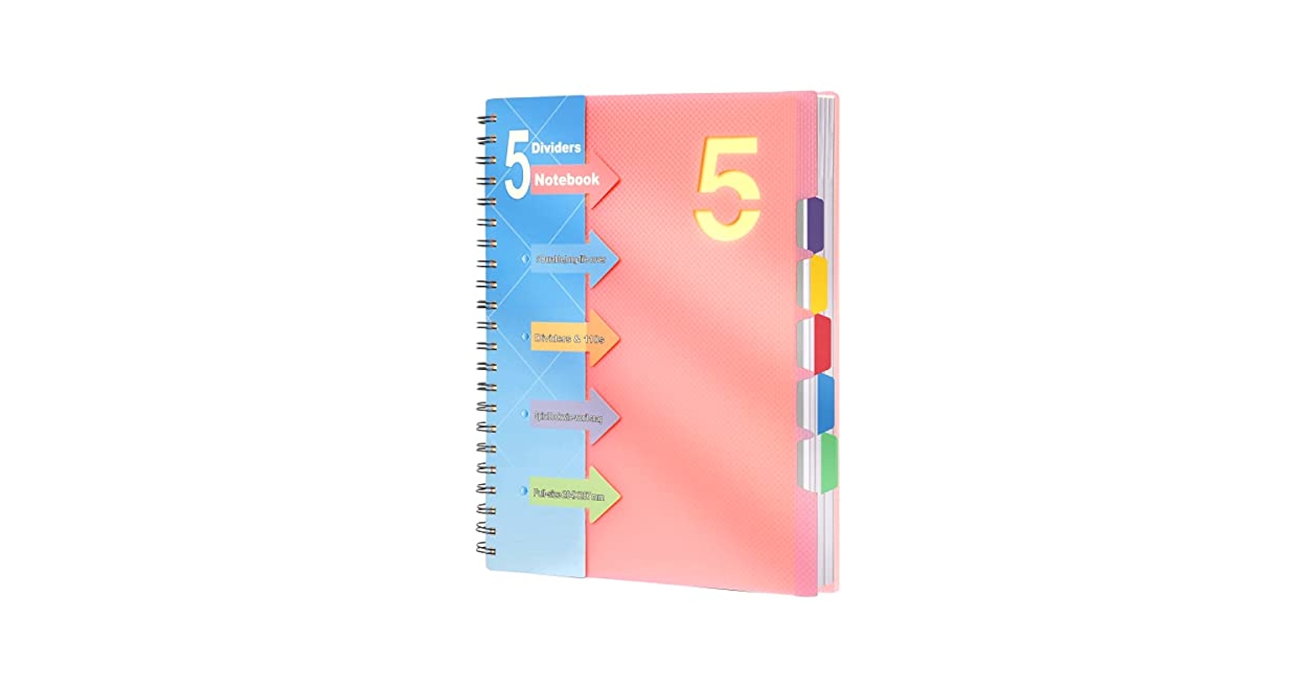 Amazon.com : CAGIE 5 Subject Notebook 8.5 x 11，A4 Spiral